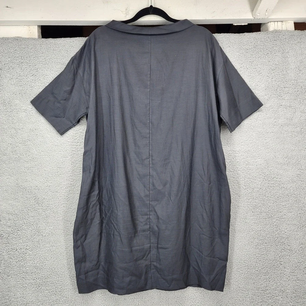 COS Grey Cupro Blend Rolled Neck Short Sleeve Shift Midi Dress Womens 12